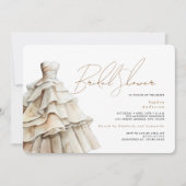 Invitation Robe de mariée blanche moderne beige douche de mar (Devant)