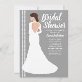 Invitation Robe de mariée blanche moderne bling douche de mar (Devant)