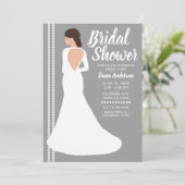 Invitation Robe de mariée blanche moderne bling douche de mar (Debout devant)