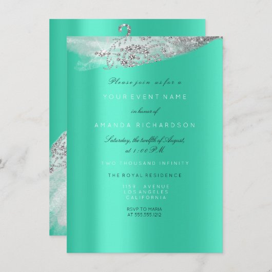 Invitation Robe de mariée blanche pour les 16 ans, grise, men (Devant / Derrière)