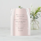 Invitation Robe de mariée blanche rose argentée diamant rose (Debout devant)