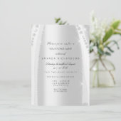 Invitation Robe de mariée blanche scintillante rose grise dia (Debout devant)