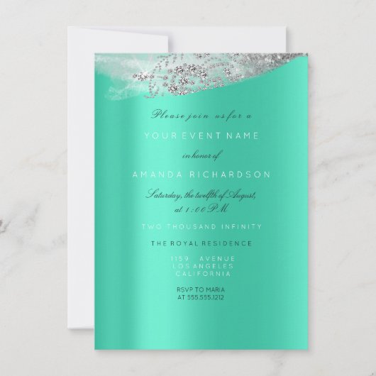 Invitation Robe de mariée blanche Sweet 16 avec diamant gris  (Devant)