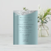 Invitation Robe de mariée blanche Sweet 16ème gris aqua diama (Debout devant)