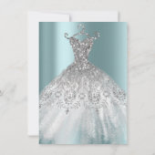 Invitation Robe de mariée blanche Sweet 16th gris aqua diaman (Dos)