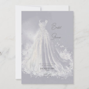 Invitation Robe de Mariée Bleu Poussiéreux Shower de Mariée