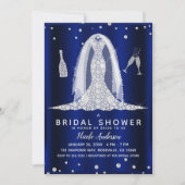 Invitation Robe de mariée Blue Shine Diamond Shower de mariag (Devant)