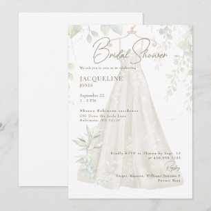 Invitation Robe de mariée botanique blanche Bridal Shower II