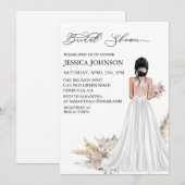 Invitation Robe de mariée chic boho pour la douche nuptiale C (Devant / Derrière)
