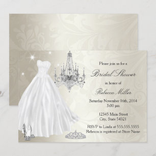 Invitation Robe de mariée chic Crème Blanc Shower
