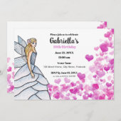 Invitation Robe de mariée de princesse fée mode cœurs roses (Devant / Derrière)