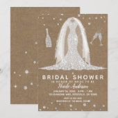 Invitation Robe de Mariée Diamant en Papier Kraft Shower de M (Devant / Derrière)