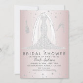Invitation Robe de Mariée Diamant Rose Blush Lavage de Bride (Devant)