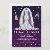 Invitation Robe de mariée diamant royal violet douche de mari (Devant)