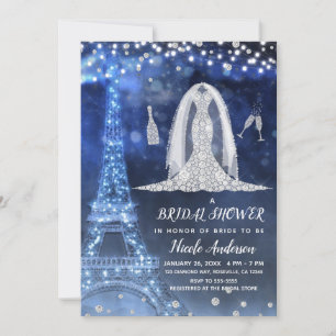 Invitation Robe de mariée diamantée Paris Nuit Cérémonie de m