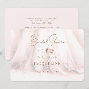 Invitation Robe de mariée Elegance Rose Blush pour la fête de