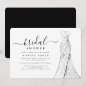 Invitation Robe de mariée élégante moderne pour la douche de (Devant / Derrière)