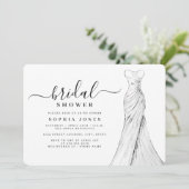 Invitation Robe de mariée élégante moderne pour la douche de (Debout devant)