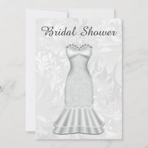 Invitation Robe de mariée élégante pour la douche de la marié