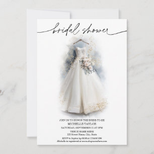 Invitation Robe de mariée élégante simple Roses blanches