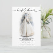 Invitation Robe de mariée élégante simple Roses blanches (Debout devant)