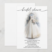 Invitation Robe de mariée élégante simple Roses blanches (Devant / Derrière)