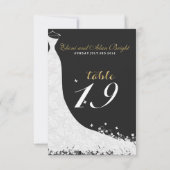 Invitation Robe de mariée en dentelle blanche élégante Table (Dos)