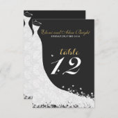Invitation Robe de mariée en dentelle blanche élégante Table  (Devant / Derrière)