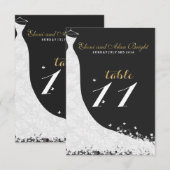 Invitation Robe de mariée en dentelle blanche élégante Table  (Devant / Derrière)