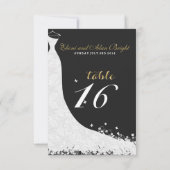 Invitation Robe de mariée en dentelle blanche élégante Table  (Dos)