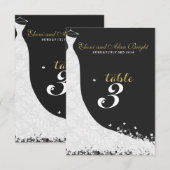 Invitation Robe de mariée en dentelle blanche Table 3 (Devant / Derrière)