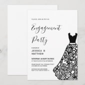 Invitation Robe de mariée en dentelle noire Engagement (Devant / Derrière)