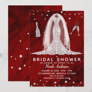 Invitation Robe de mariée en diamant de marbre rouge douche d
