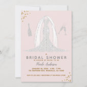 Invitation Robe de mariée en diamant rose et or pour la soiré (Devant)