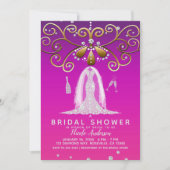 Invitation Robe de mariée en or rose diamant Glam mariage (Devant)