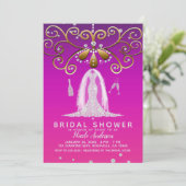 Invitation Robe de mariée en or rose diamant Glam mariage (Debout devant)