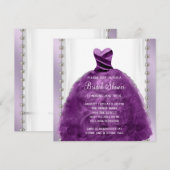 Invitation Robe de Mariée et Perles Robe de Mariée Fête Prune (Devant / Derrière)