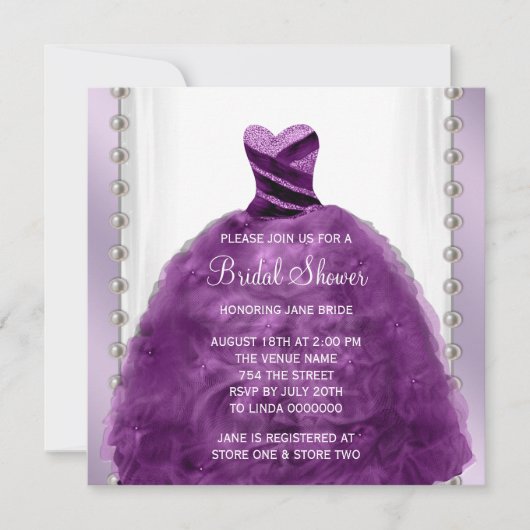 Invitation Robe de Mariée et Perles Robe de Soirée Mariage Vi (Devant)