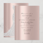 Invitation Robe de mariée Étincelle Rose VIP Rose Diamant (Devant / Derrière)