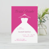 Invitation Robe de mariée fuchsia suspendue Cadeau de douche (Debout devant)