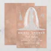 Invitation Robe de Mariée Glam Diamant Peach Réception de Mar (Devant / Derrière)