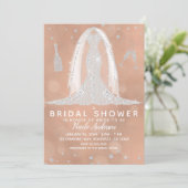 Invitation Robe de Mariée Glam Diamant Peach Shower de Mariag (Debout devant)