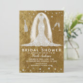 Invitation Robe de Mariée Glam Diamantée Dorée pour Mariage (Debout devant)