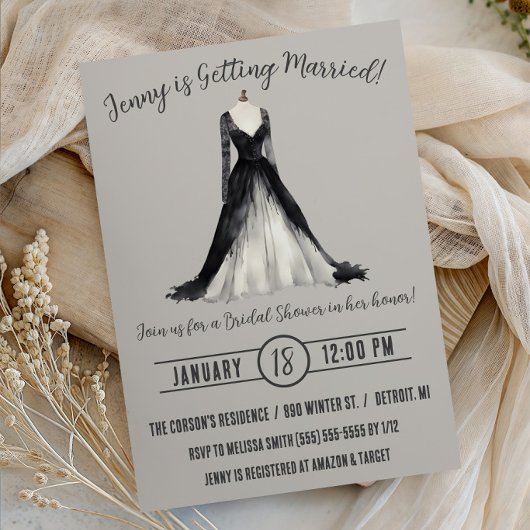 Invitation Robe de mariée gothique Baby Shower