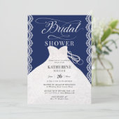 Invitation Robe de mariée Lace Pearls Marine Fête des mariées (Debout devant)