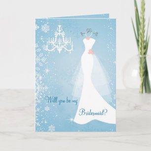 Invitation Robe de mariée lustre flocons de neige Demoiselle 