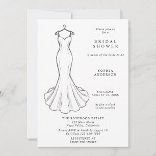 Invitation Robe de Mariée Minimaliste Dessin au Trait Cadeau