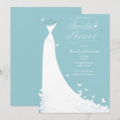 Invitation Robe de mariée papillon douche de mariage turquois (Devant / Derrière)