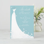 Invitation Robe de mariée Papillon Turquoise Enterrement de v (Debout devant)