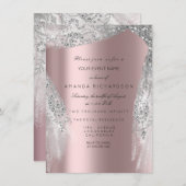 Invitation Robe de mariée Rose argentée Rose Sweet 16 (Devant / Derrière)